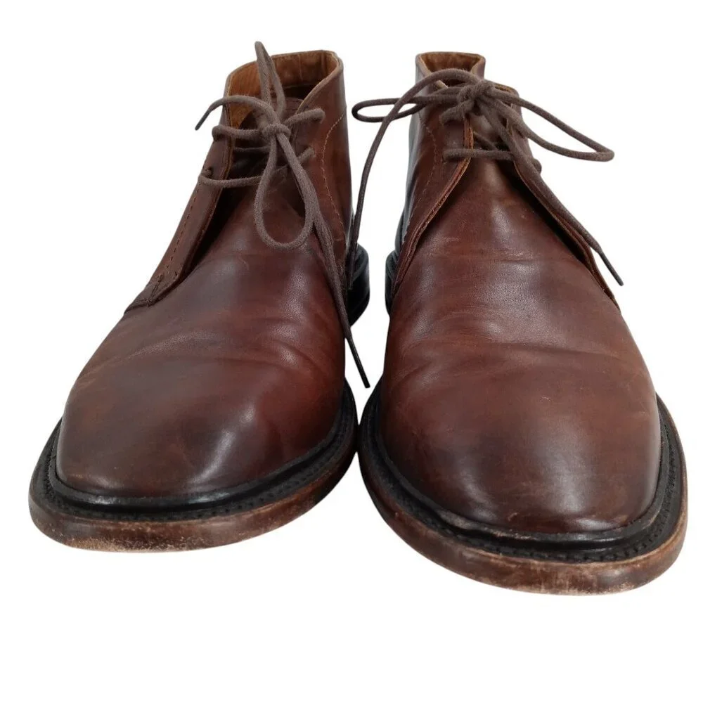 Frye Mens Paul Chukka Leather Brown Boots Shoes Size 8.5 Classic Work Distressed